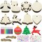 80 Pcs Wooden Christmas Ornaments for Crafts, 8 Styles Unfinished Wood Ornaments With Pens, Gem and Star Stickers, Blank Wood Christmas Tree Ornaments for Kids Adults DIY Craft Xmas Hanging Decoration